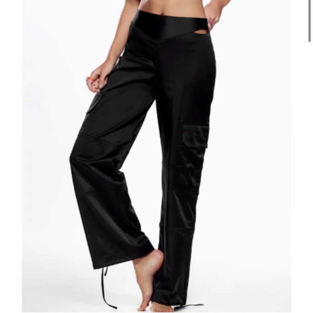 Zara black satin cargo pants